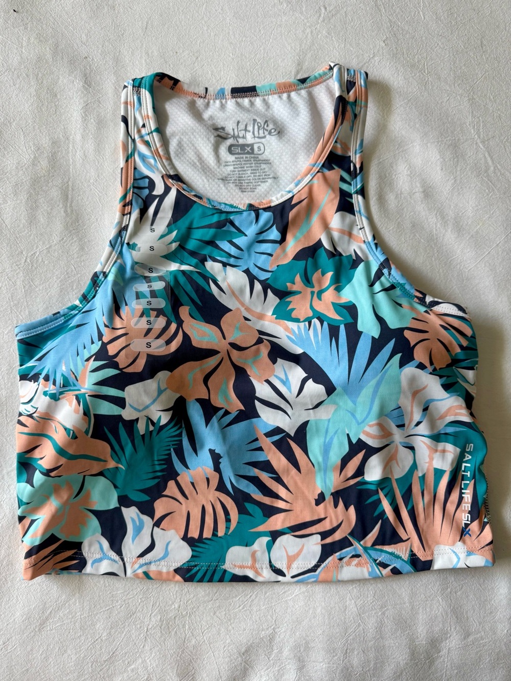 NWOT Salt Life Women's Tropical Fish Print Tankini Swimsuit Top